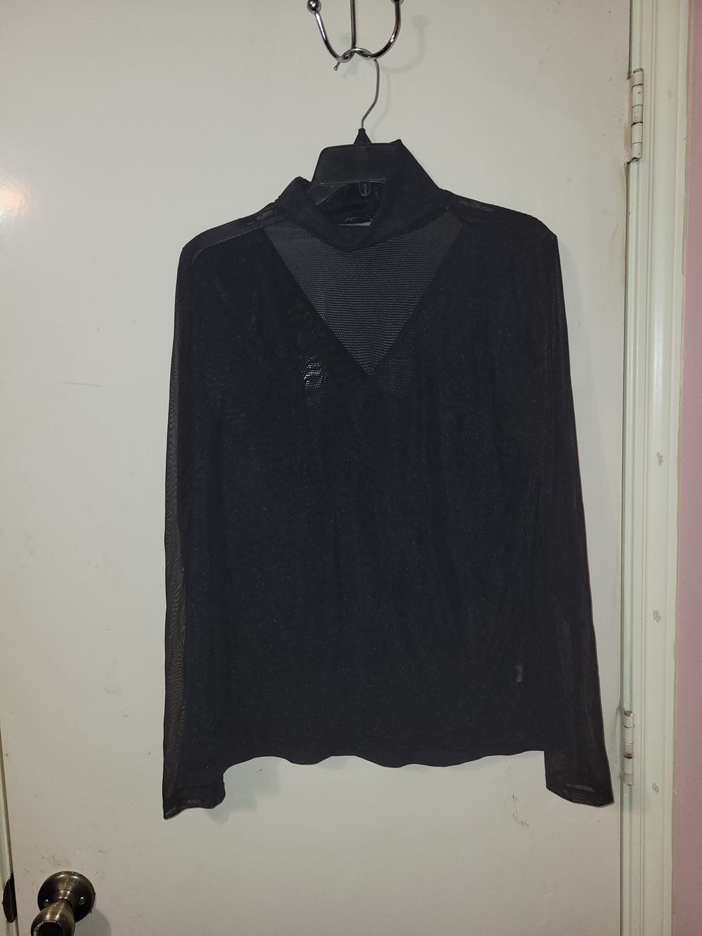 Eloquii Black Sheer Mesh Long Sleeve Top